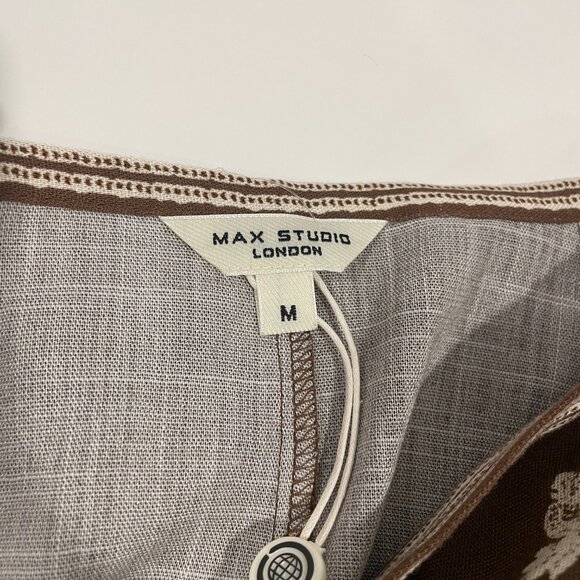 Max Studio Flowy Maxi Dress Brown White Floral Embroidery Festival Bohemian M - Picture 8 of 9